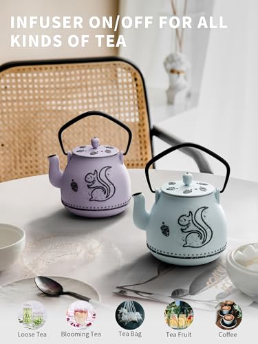 Teapot with Removable Infuser (1 Quarts / Light Blue Squirrel)