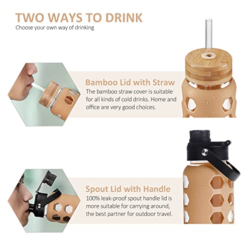 Glass Water Bottle (Amber / 32 Ounces)