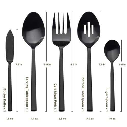Cube 45 Piece Forged Stainless Steel Flatware Set Cutlery Set with Utensil (Black / 45 pieces for 8)