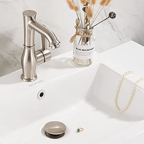 Bathroom Sink Drain with Overflow (With Overflow / Brushed Nickel-2 Pack)