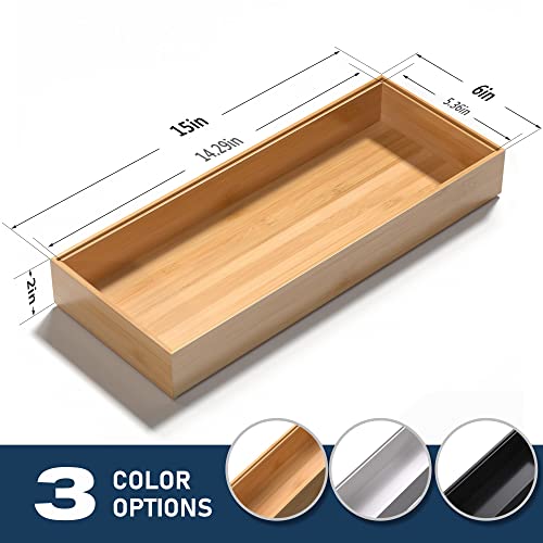 Bamboo Drawer Organizer (15" x 6" x 2")