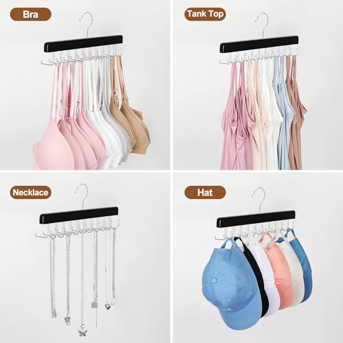 40 Hooks 2 in 1 Belt Tie Hanger Max 60 Belts 60 Ties Capacity (Black-2 Pack)