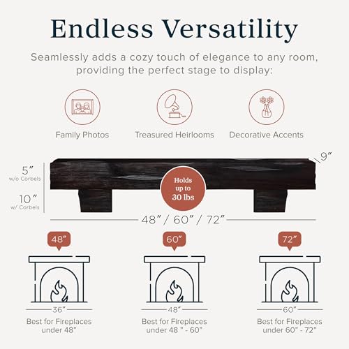 Breckenridge 48” Fireplace Mantel Shelf with Corbels (Coffee Bean Rustic / 48 Inch)