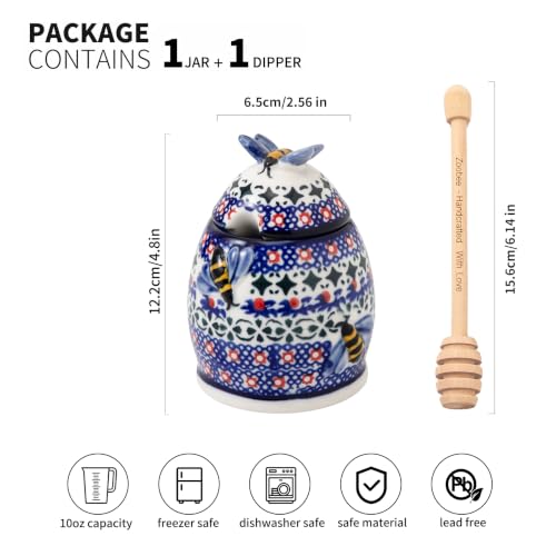 10oz Handpainted Ceramic Honey Dispenser (Starry Petals)