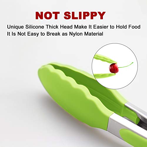 2 Pack Silicone Kitchen Tongs (Light Green)