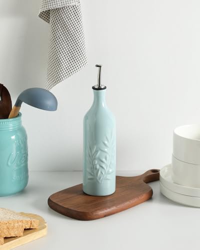 Sweejar Large Ceramic Olive Oil Dispenser Bottle (Light Blue / 24 oz, Set of 1)