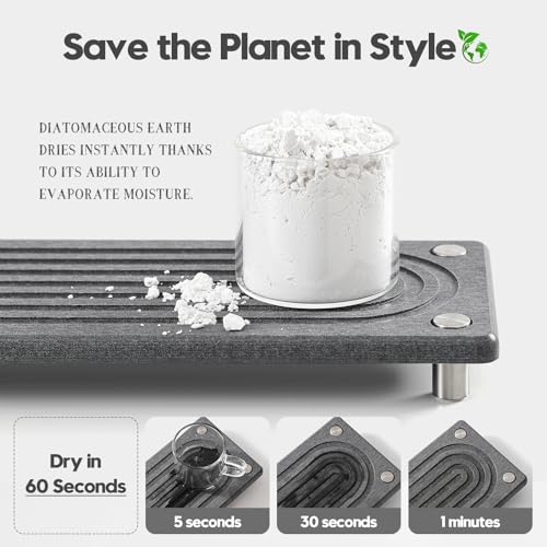 Water Absorbing Stone Sink Caddy Kitchen Sink Organizer Tray (10"x 4" - Charcoal)