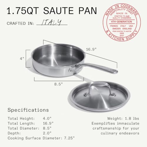Cookware 1.75 Quart Stainless Steel Saute Pan (1.75 QT)