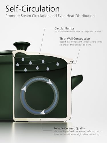 3 QT Ceramic Bread Baker with Lid for Sourdough (Forest Green)