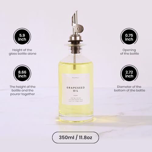 Olive Oil Dispenser Bottle for Kitchen (350ml, Set of 4 Bottles / Silver)
