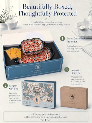2 Piece Polish Pottery Style Ceramic Baking Dish Set (2 Count)