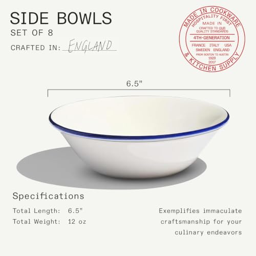 Cookware Set of 8 (White w/ Navy Rim / 8-Piece)