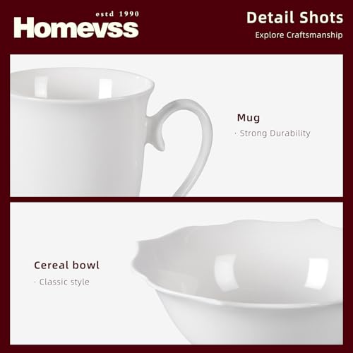 HomeVss New Bone China Dinnerware Set (Lotus / Service for 4 - 16pc Set)