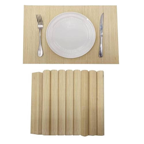 8 Pack 17.7x11.8 Bamboo Placemats (Natural Color / Set of 8)
