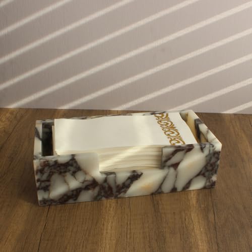 Natural Calacatta Viola Marble Napkin Holder 9.8"x4.9"x2.8" (9.8" × 4.9" × 2.8" - Guest Towel Calacatta)