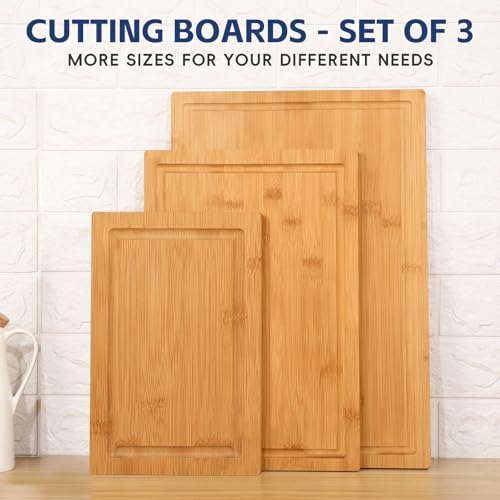 3 piece Bamboo Cutting Boards for Kitchen (3-piece)