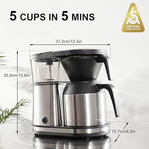 5 Cup Drip Coffee Maker Machine (Black, Silver)