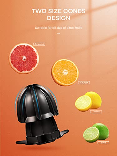 Orange Juicer Squeezer Electric Citrus Juicer with Two Interchangeable Cones Suitable for orange