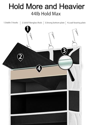 2 Pack Over the Door Storage Organizer (2 Pack / Black)