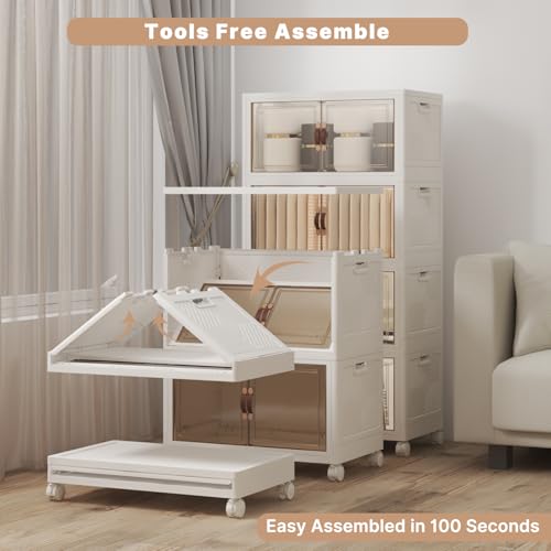 208QT Stackable Storage Bins with Lids (White / 19.7"L)