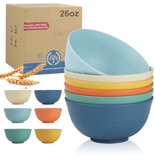 26 oz Wheat Straw Bowls (26 oz / Yellow,Orange,Blue,Green,Beige,Navy Blue)