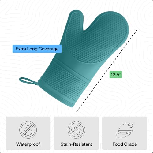 Silicone Oven Mitts (Turquoise / 12.5" Oven Mitts)