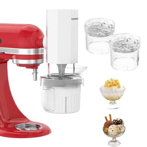 Shaved Ice Attachment and 1 Pack Ice Cream Maker Attachment Set Fit for KitchenAid Stand Mixer