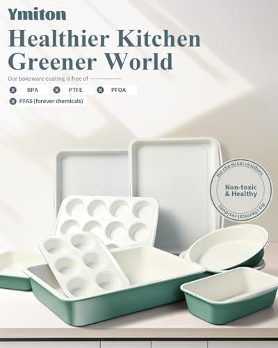 Ceramic Nonstick Baking Pans Set (Green / 33 PCS)