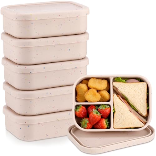 6 Pcs Silicone Bento Box (Beige)