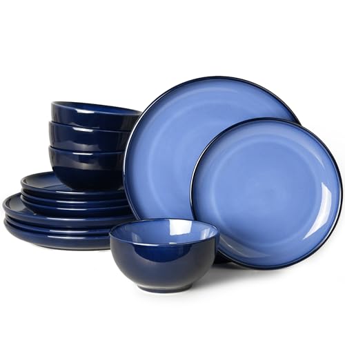 Stoneware Dinnerware Sets for 4 (Light Blue / Set (12pcs))