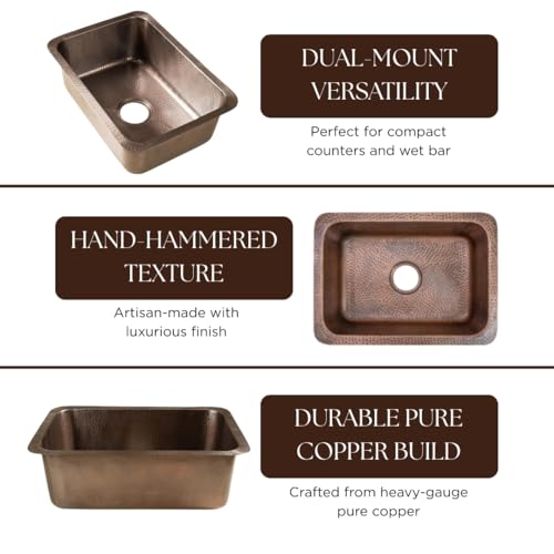 Kitchen & Bar Sink (21 inches / Pure Copper)