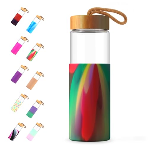 24 oz Glass Water Bottles with Lids (chartreuse / 24 Ounces)