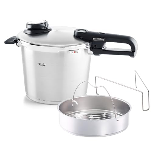 Vitavit Premium Pressure Cooker with Steamer Insert (6.3 Quarts / Silver)
