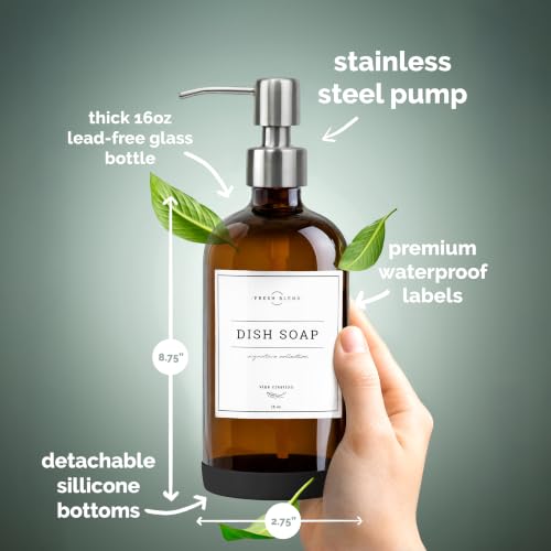 Amber Glass Soap Dispenser (Amber Bottle / Silver Pump)