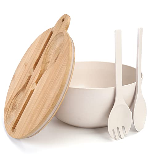 Large Salad Bowl with Lid (White ring)