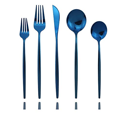Shiny Blue Silverware Set (Service for 6 / Blue)