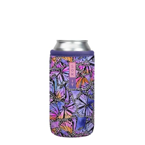 CanSok Sleeve for Beer & Soda Insulated Neoprene Cover (Butterfly Galaxy / 16oz Can Sleeve)