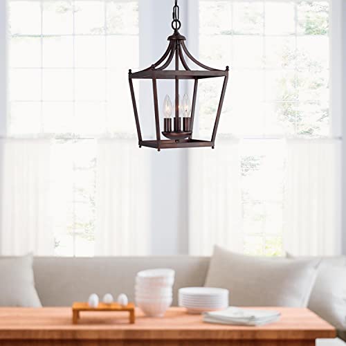 Capital Lighting 4036BB Stanton Geometric Metal Open Frame Lantern Foyer Pendant (3-Light / Burnished Bronze)