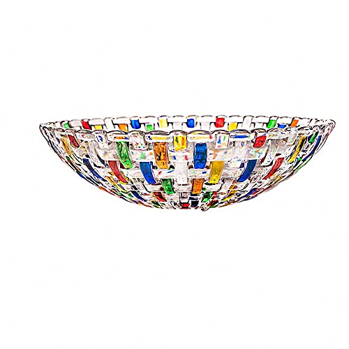 Hand Painted Colorful Woven Glass Crystal Salad & Fruit Bowl Decoration (Colorful)