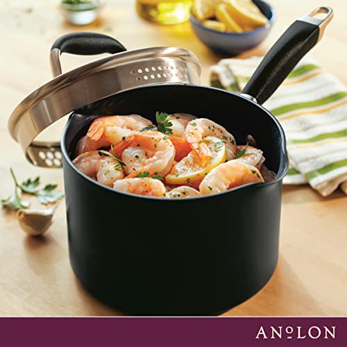 Advanced Home Nonstick Saucepan with Straining Lid (2 Quarts / Onyx)