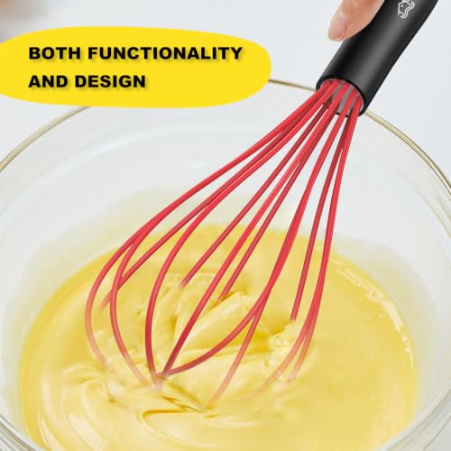 Silicone Whisk Set 10" Kitchen Whisk (Red / 1-Pack)