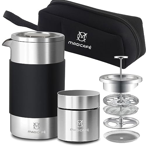 French Press Coffee Maker Set (Stainless Steel / 12 fl oz (350 ml) + 1.4 fl oz (100 ml))
