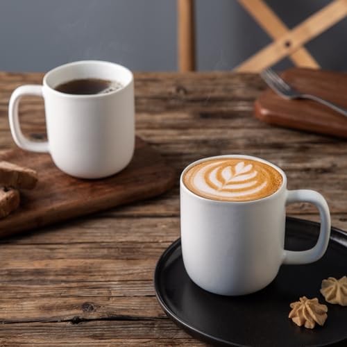 14oz Coffee Mugs Set of 6 (6 Count (Pack of 1) / Matte White)
