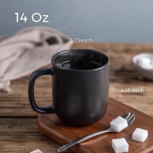 14oz Coffee Mugs Set of 6 (6 Count (Pack of 1) / Matte Black)
