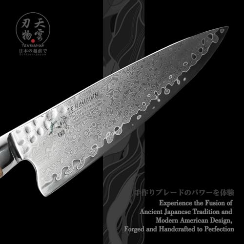 Japanese Gyutou Knife Pro. Handcrafted 8 inch Chef Knife Handmade Forged Knife Japan VG (Crystal Green Handle)