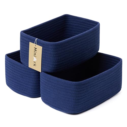 Small Storage Baskets for Organizing (3pcs-L11.5xW7.5xH4.7" / Navy Blue)