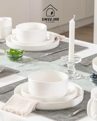 Sweejar Porcelain Dinnerware Sets for 6 (Pure White / Service for 6 (18pcs))