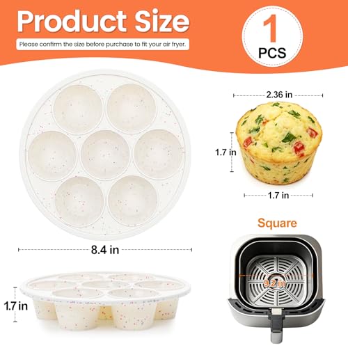 Silicone Air Fryer Muffin Pan with Reinforced Frame (Standard: 7 Cups)