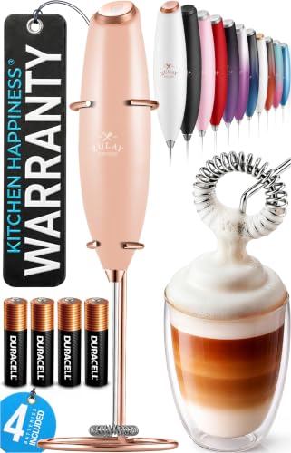 Powerful Milk Frother Wand With Duracell Batteries (Kismet Rose / Z1 Motor + Batteries)
