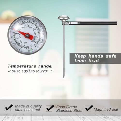 12 Pcs Stainless Steel Kitchen Dial Thermometer 5" (Black)